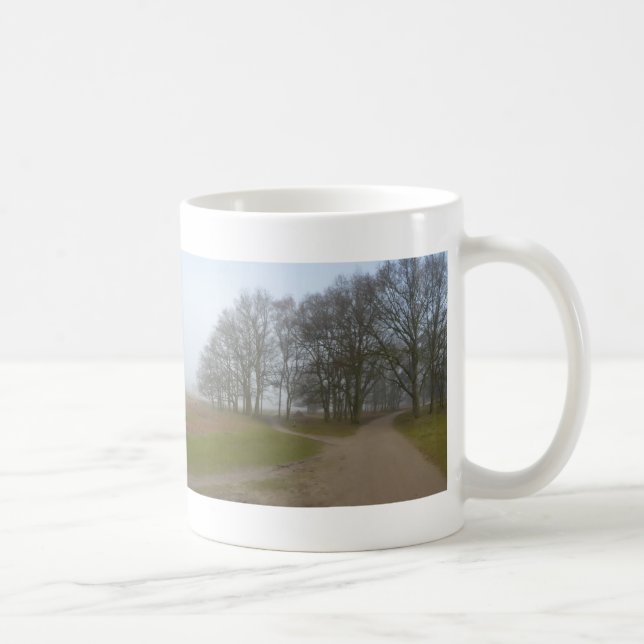 Panoramic Heathland Hikingtrail in Fog Mug (Right)