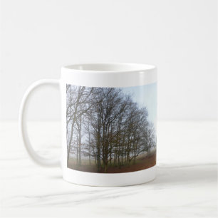 Panoramic Heathland Trees in Fog Mug