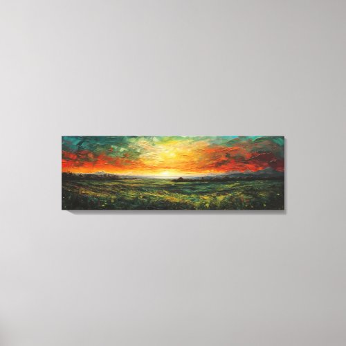 Panoramic Impressionist Painting of Sunset Canvas Print