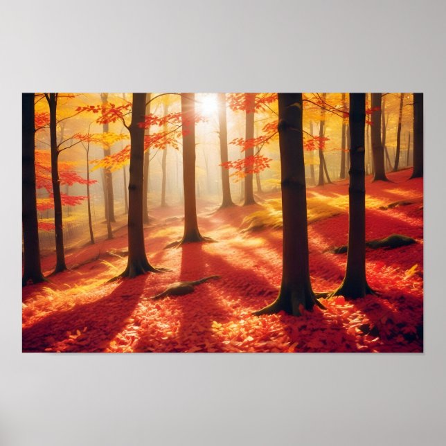Panoramic Landscape Autumn Forest Nature Tranquil  Poster (Front)