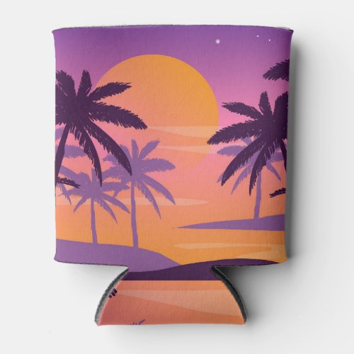 Panoramic landscape sunset with palms can cooler
