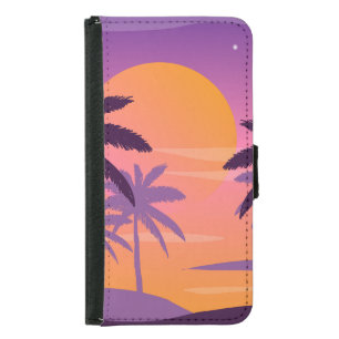 Panoramic landscape: sunset with palms. samsung galaxy s5 wallet case