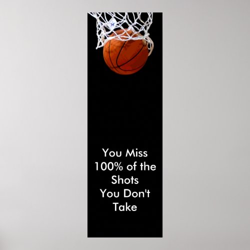 Panoramic Motivational Quote Basketball Poster