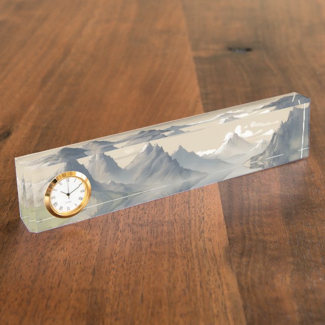 Panoramic mountain scenery desk name plate (Side)