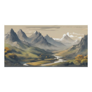Panoramic mountain scenery poster