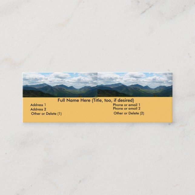 Panoramic Mountain View Bookmark Mini Business Card (Front)