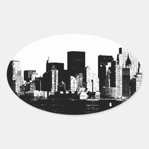 Panoramic New York City Oval Sticker