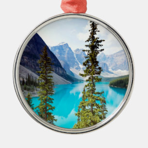 Panoramic of Moraine Lake Valley of Ten Peaks Metal Ornament