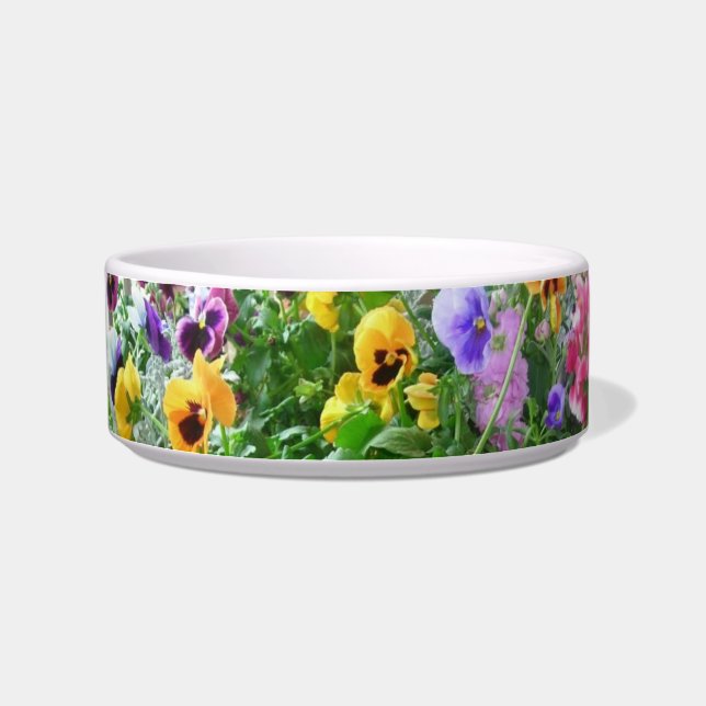 Panoramic Pansies Pet Etc Bowl (Left)