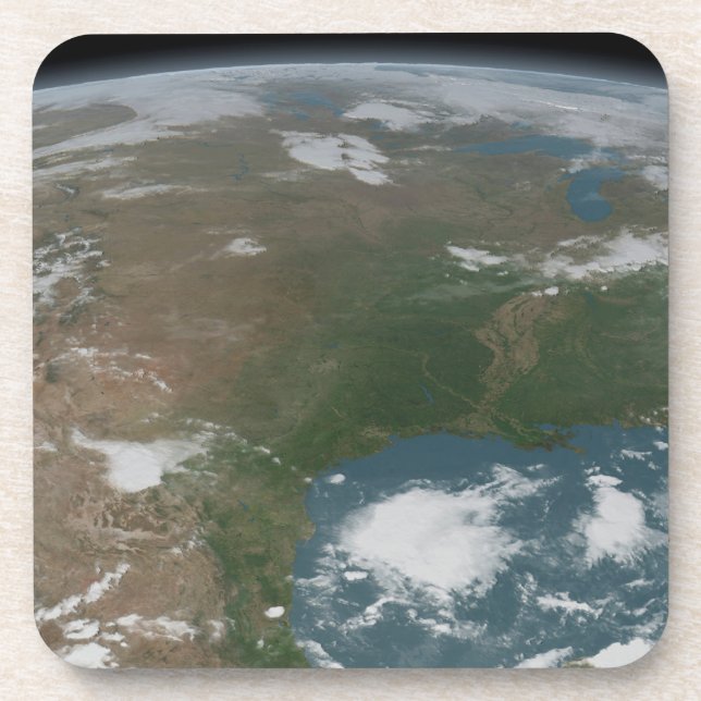 Panoramic Planet Earth And The Us. 2 Beverage Coaster (Front)