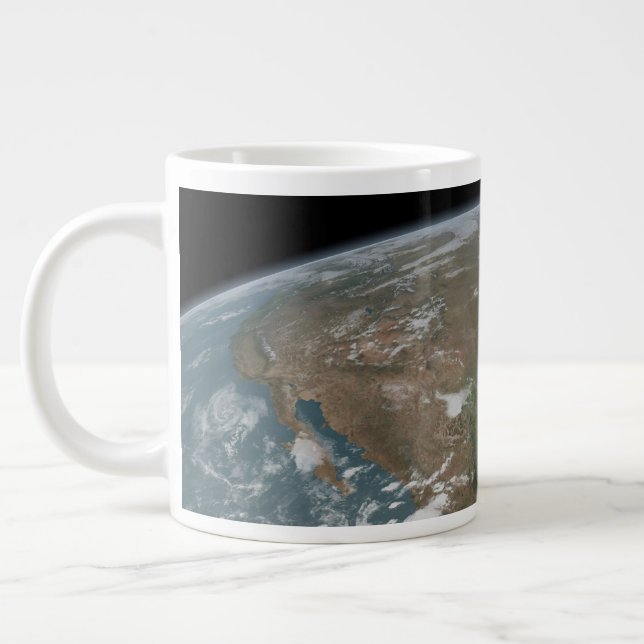 Panoramic Planet Earth And The Us. 2 Giant Coffee Mug (Left)