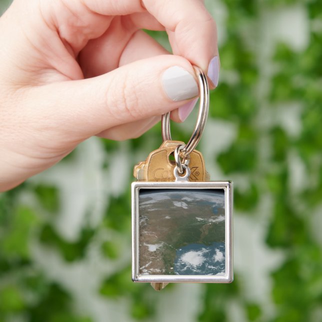Panoramic Planet Earth And The Us. 2 Keychain (Hand)