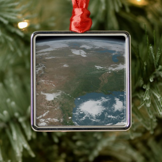 Panoramic Planet Earth And The Us. 2 Metal Ornament (Tree)
