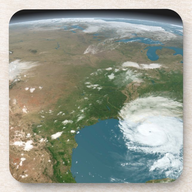 Panoramic Planet Earth And The Us. Beverage Coaster (Front)