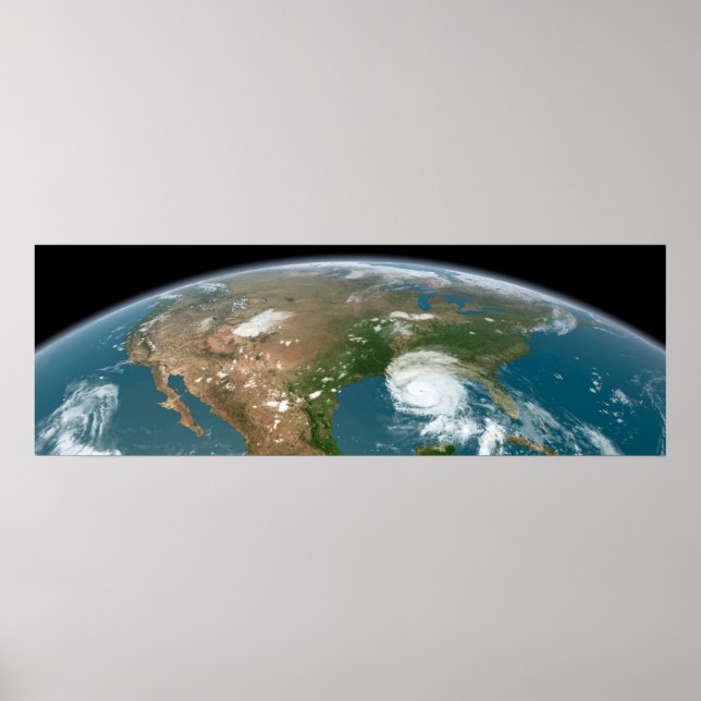 Panoramic Planet Earth And The Us. Poster (Front)