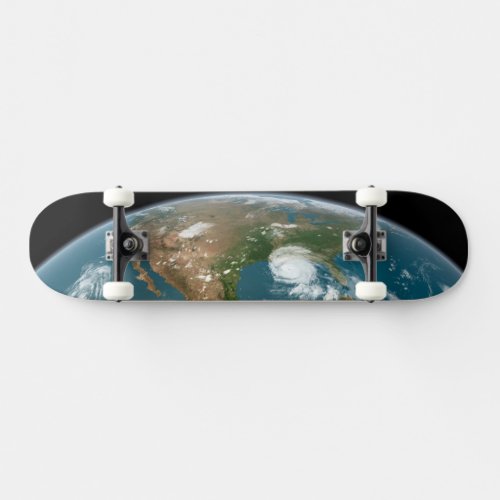 Panoramic Planet Earth And The Us Skateboard