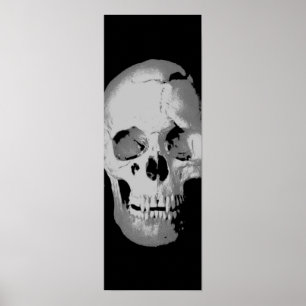 Panoramic Skull Poster - Black & White Pop Art, Fa