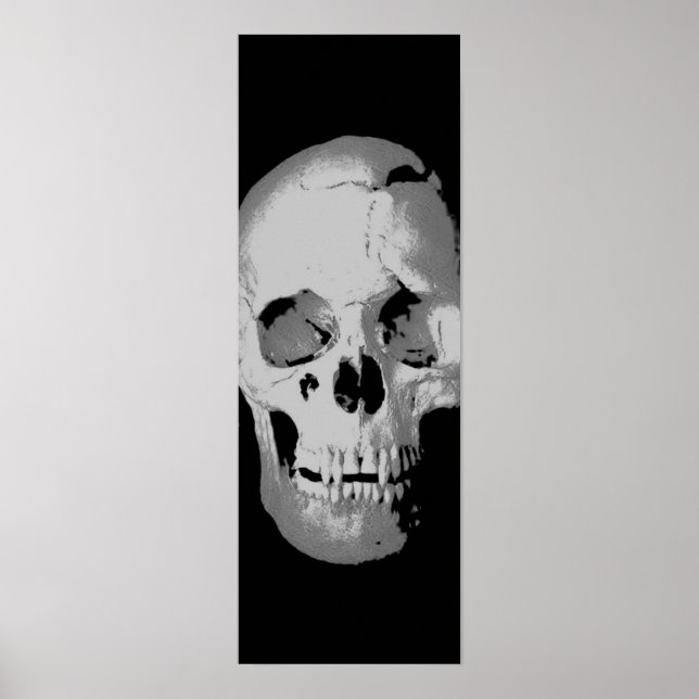 Panoramic Skull Poster - Black & White Pop Art, Fa (Front)