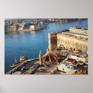 Panoramic skyline view of of Valletta, Malta Poster