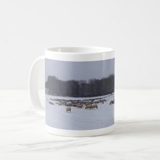Panoramic Snow Landscape with Sheep Coffee Mug