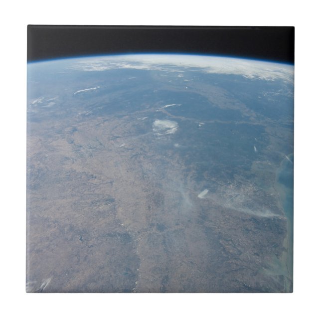 Panoramic Texas And The Gulf Of Mexico Ceramic Tile (Front)