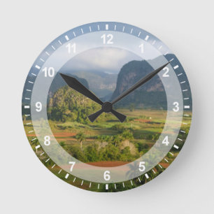 Panoramic valley landscape, Cuba Round Clock