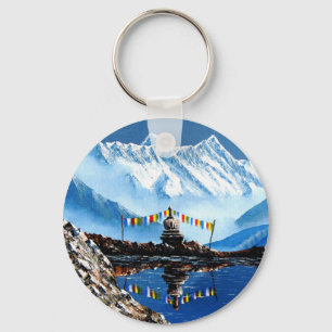 Panoramic View Of Annapurna Mountain Nepal Keychain