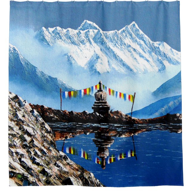 Panoramic View Of Annapurna Mountain Nepal Shower Curtain (Front)