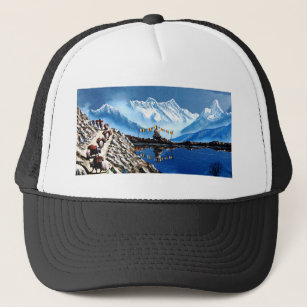 Panoramic View Of Annapurna Mountain Nepal Trucker Hat