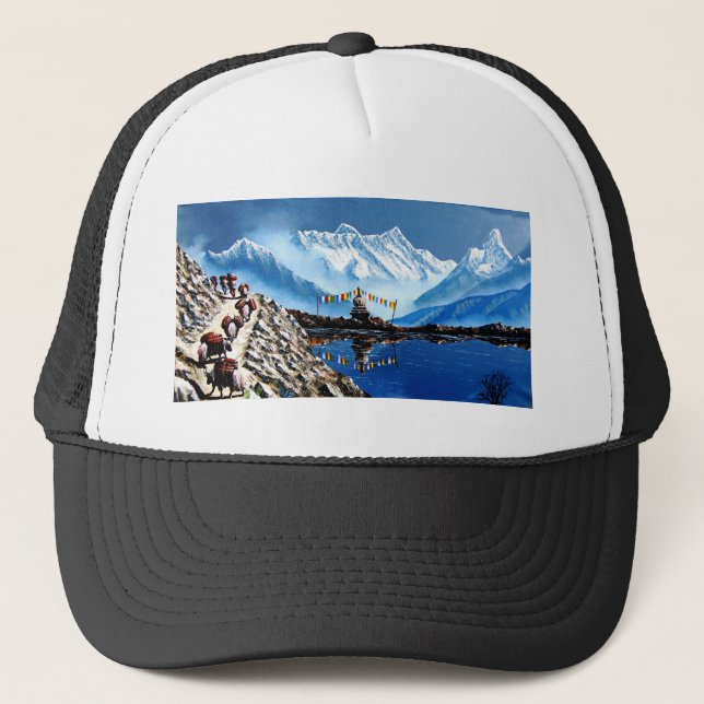 Panoramic View Of Annapurna Mountain Nepal Trucker Hat (Front)