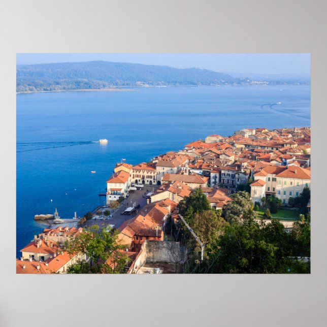 panoramic view of Arona and Lake Maggiore,Italy Poster (Front)