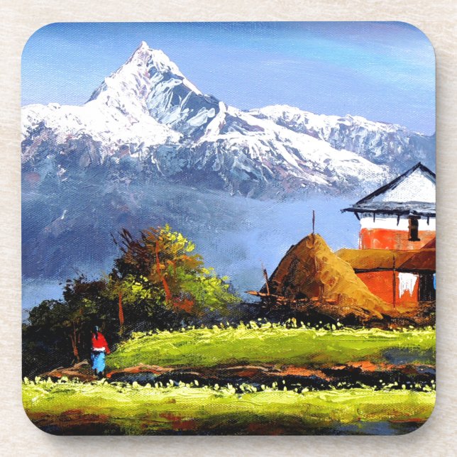 Panoramic View Of Beautiful Everest Mountain Beverage Coaster (Front)