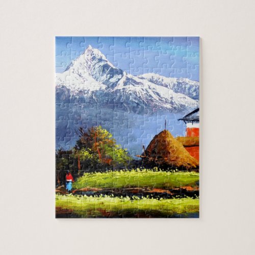 Panoramic View Of Beautiful Everest Mountain Jigsaw Puzzle