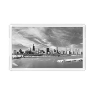 Panoramic view of Chicago skyline in winter Acrylic Tray