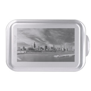 Panoramic view of Chicago skyline in winter Cake Pan