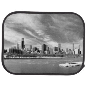 Panoramic view of Chicago skyline in winter Car Mat