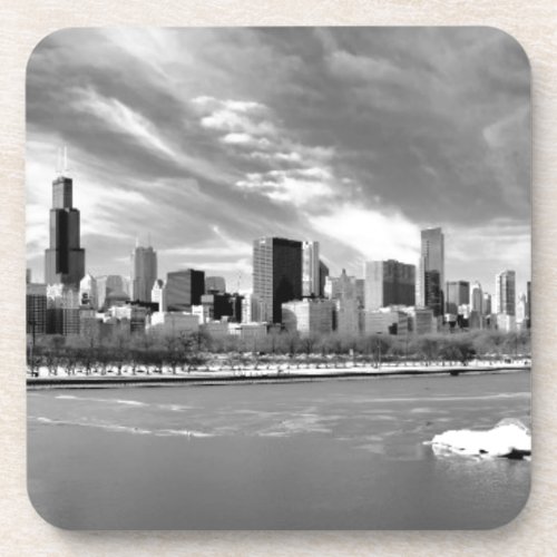 Panoramic view of Chicago skyline in winter Coaster