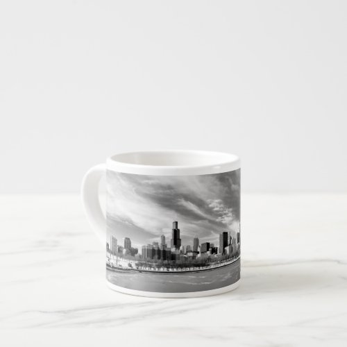 Panoramic view of Chicago skyline in winter Espresso Cup