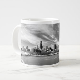 Panoramic view of Chicago skyline in winter Giant Coffee Mug