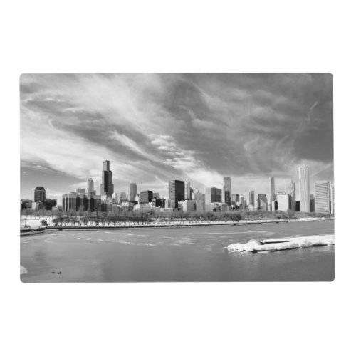 Panoramic view of Chicago skyline in winter Placemat
