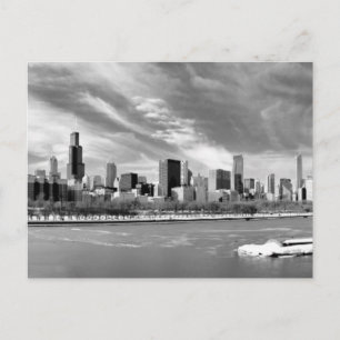 Panoramic view of Chicago skyline in winter Postcard