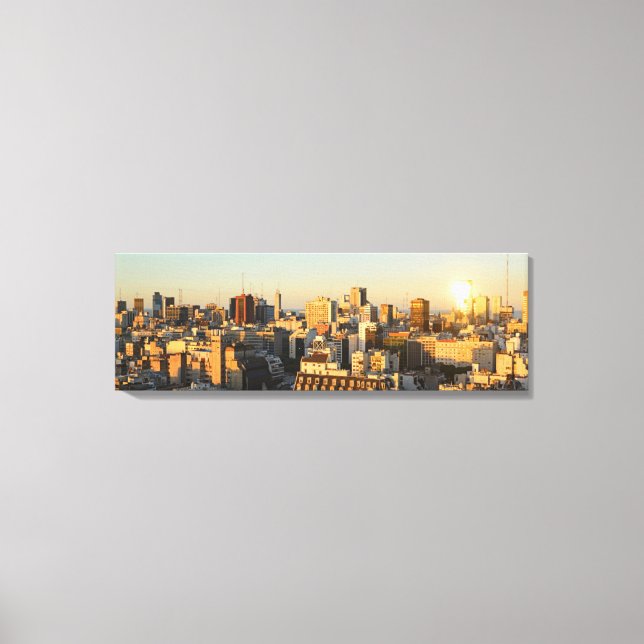 Panoramic View Of Cityscape At Dusk Canvas Print (Front)