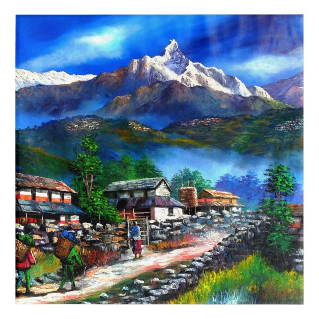 Panoramic View Of Everest Mountain Nepal Acrylic Print (Front)