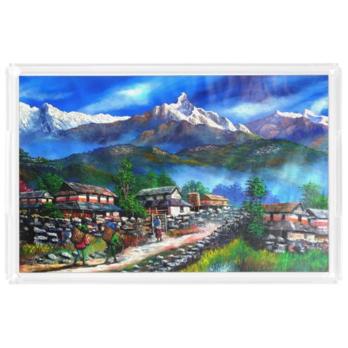 Panoramic View Of Everest Mountain Nepal  Acrylic Tray