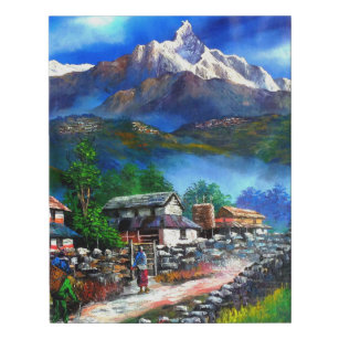 Panoramic View Of Everest Mountain Nepal Faux Canvas Print