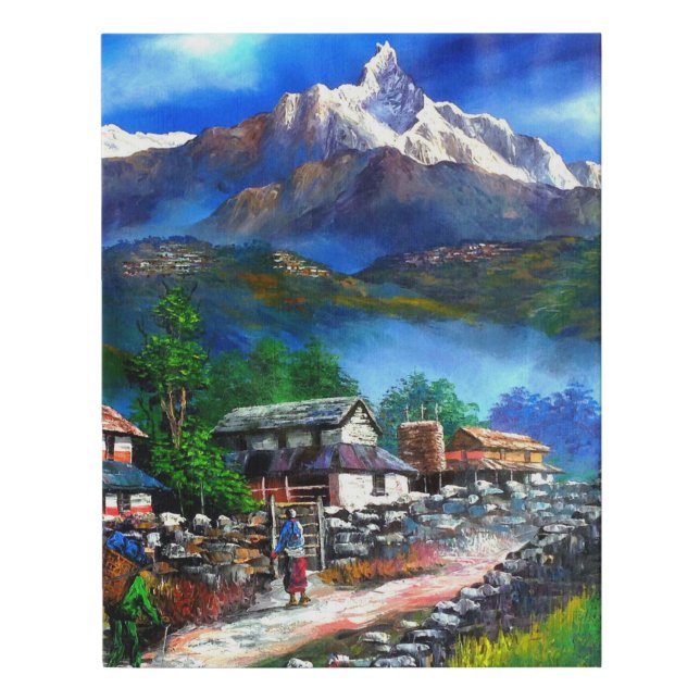 Panoramic View Of Everest Mountain Nepal Faux Canvas Print (Front)