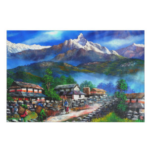 Panoramic View Of Everest Mountain Nepal  Faux Canvas Print