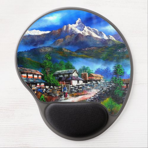 Panoramic View Of Everest Mountain Nepal Gel Mouse Pad