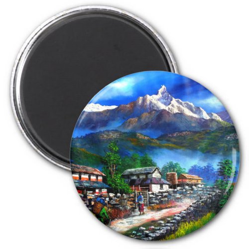 Panoramic View Of Everest Mountain Nepal Magnet