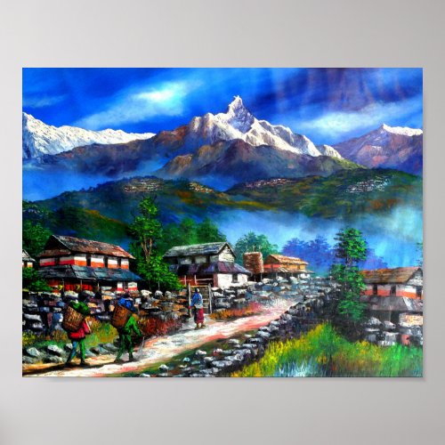 Panoramic View Of Everest Mountain Nepal Poster